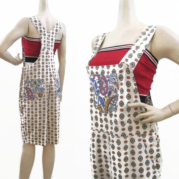 Adrienne Vittadini Vintage 80s Romper Handkerchief Print Overalls Jumpsuit Short - Picture 4 of 5